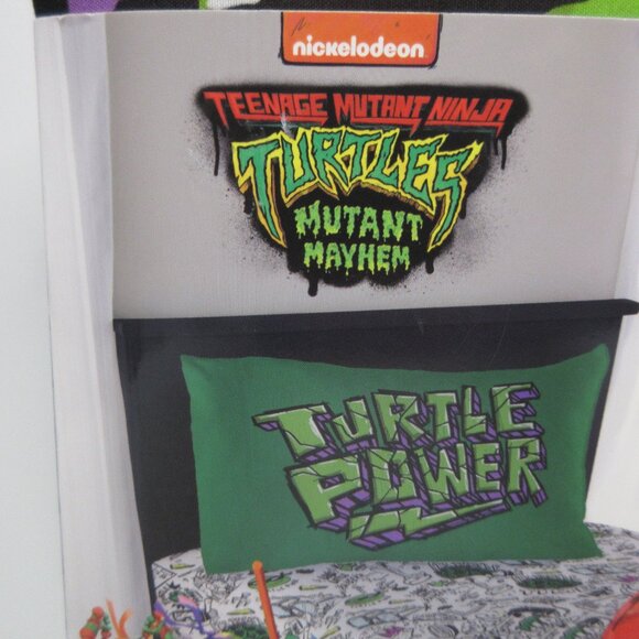 Teenage Mutant Ninja Turtles Kids Twin Sheet Set 3Pcs Nickelodeon White Green - Picture 8 of 9